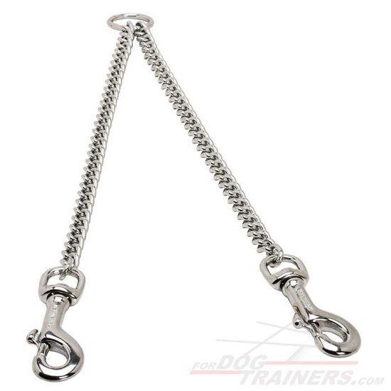 Chrome Plated Dog Leash Coupler for Walking 2 Dogs