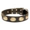 Designer Leather Dog Collar with Oval Plates