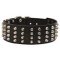 Extra Wide 4 Rows Studded Leather Dog Collar