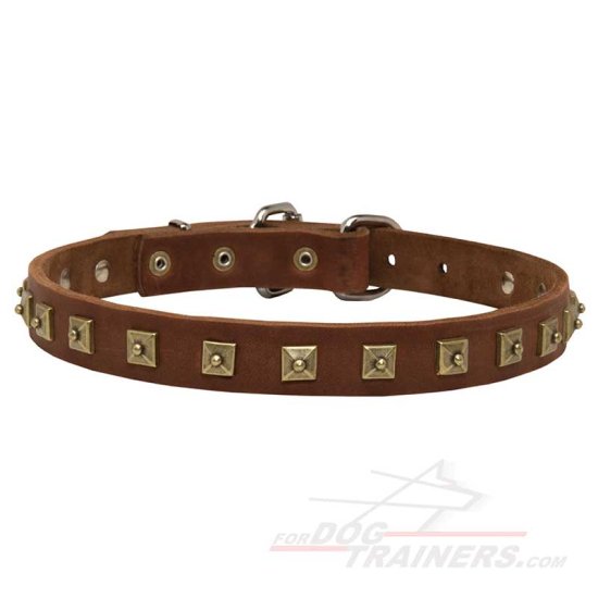 Handcrafted 1 Row Square Studded Leather Dog Collar