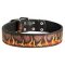 Handpainted Leather Dog Collar with Red Flames