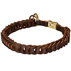 Dog Choke Leather Collar Braided