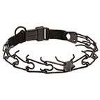 Black Stainless Steel Dog Pinch Collar with Click Lock Buckle and 3.2 mm Link Diameter