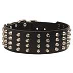 Extra Wide 4 Rows Studded Leather Dog Collar