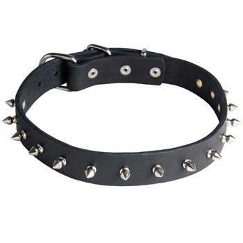 Dog Dog Leather Collar Steel Nickel Plates Spikes