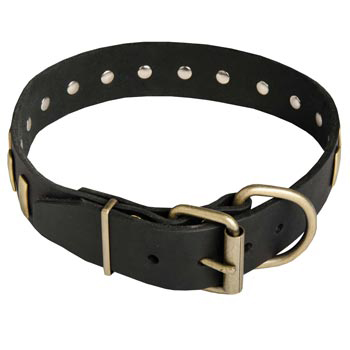 Unique Design Leather Dog Collar with Adjustable Buckle 
