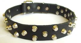 Fancy Design Leather Dog Collar with Nickel Pyramids